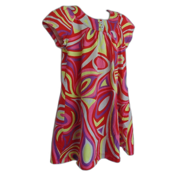 HANNA ANDERSSON Dress, 120/6x-7, Colorful Psychedelic Print, Shift, Short slvs - Picture 2 of 10